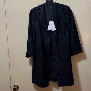 NWT Eileen Fisher Glacier Jacquard Black High Collar Coat. Size PS. Open Front.